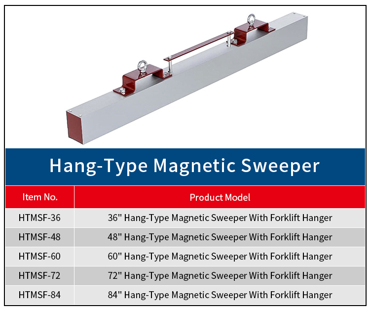 Hang-Type Magnetic Sweeper với móc treo xe nâng