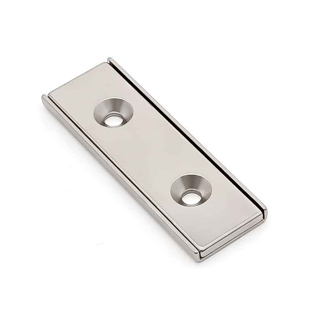 Bán Hàng Hot Chất Lượng Cao N35 N45 Neodymium Hình Chữ Nhật Từ Công Cụ Khối Hình Ni Mạ Countersunk Lỗ NdFeB Kênh Nam Châm